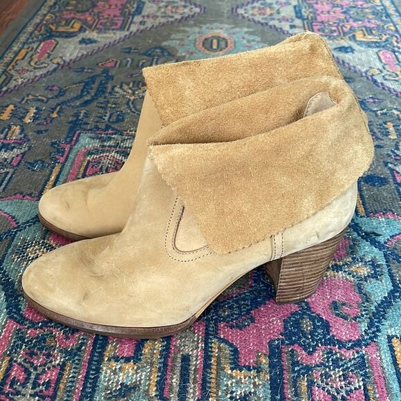 UGG Thames Nubuck suede leather stacked heel foldover ankle bootie sz 8 - Picture 3 of 6